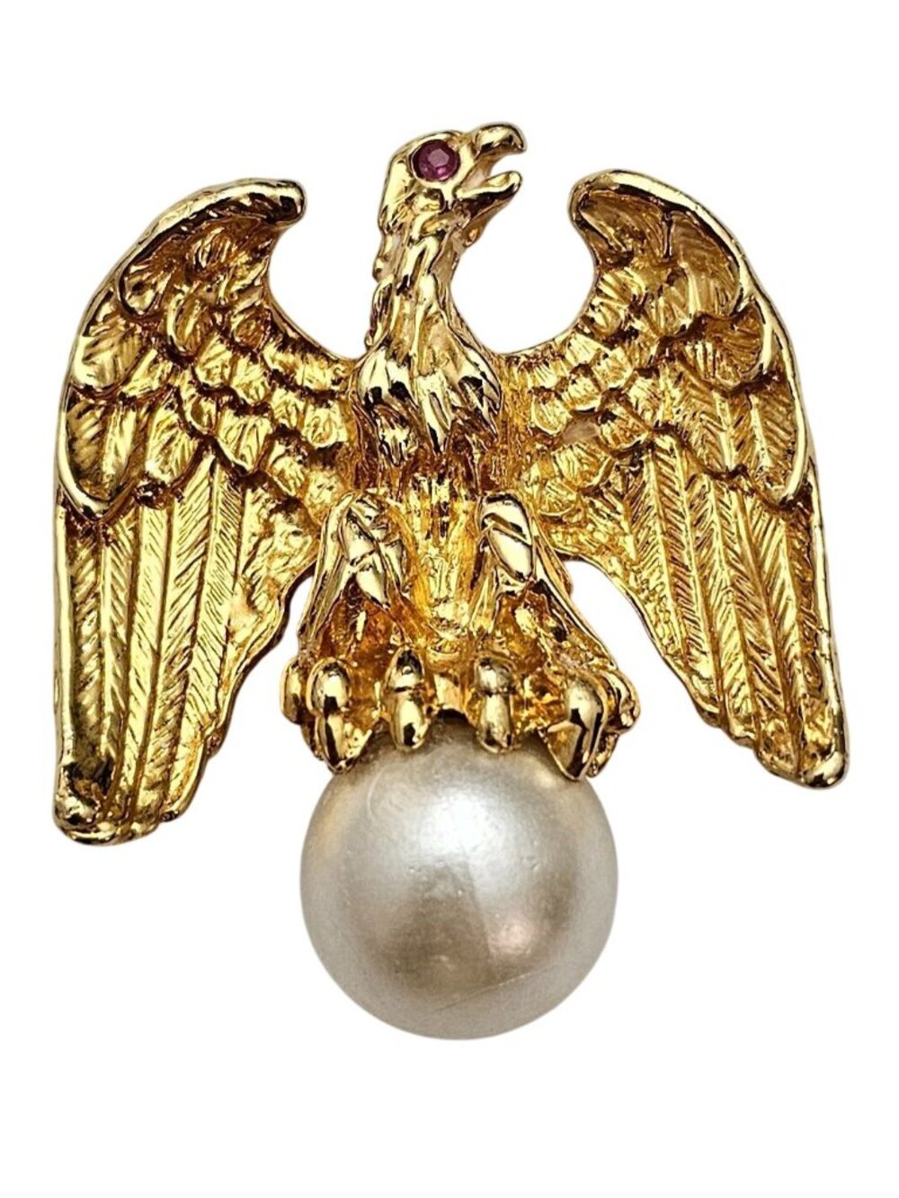 Ann Hand Eagle Brooch, Replaced Pearl Signed, J765